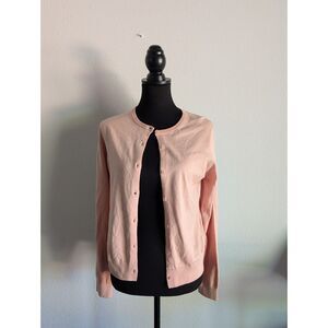 UNIQLO Peach Pink Cotton Modal Crew Neck Cardigan Women's Medium